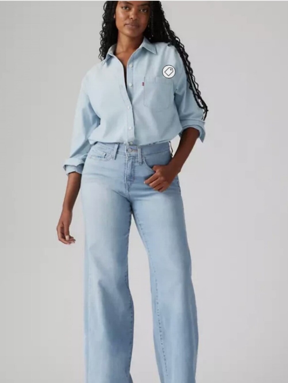 LEVI'S 318 Shaping Wide Leg Women's Jeans, Tall Glass Of Water Light Wash 28x32